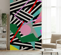 A calming abstract design wallpaper mural that defines a space.