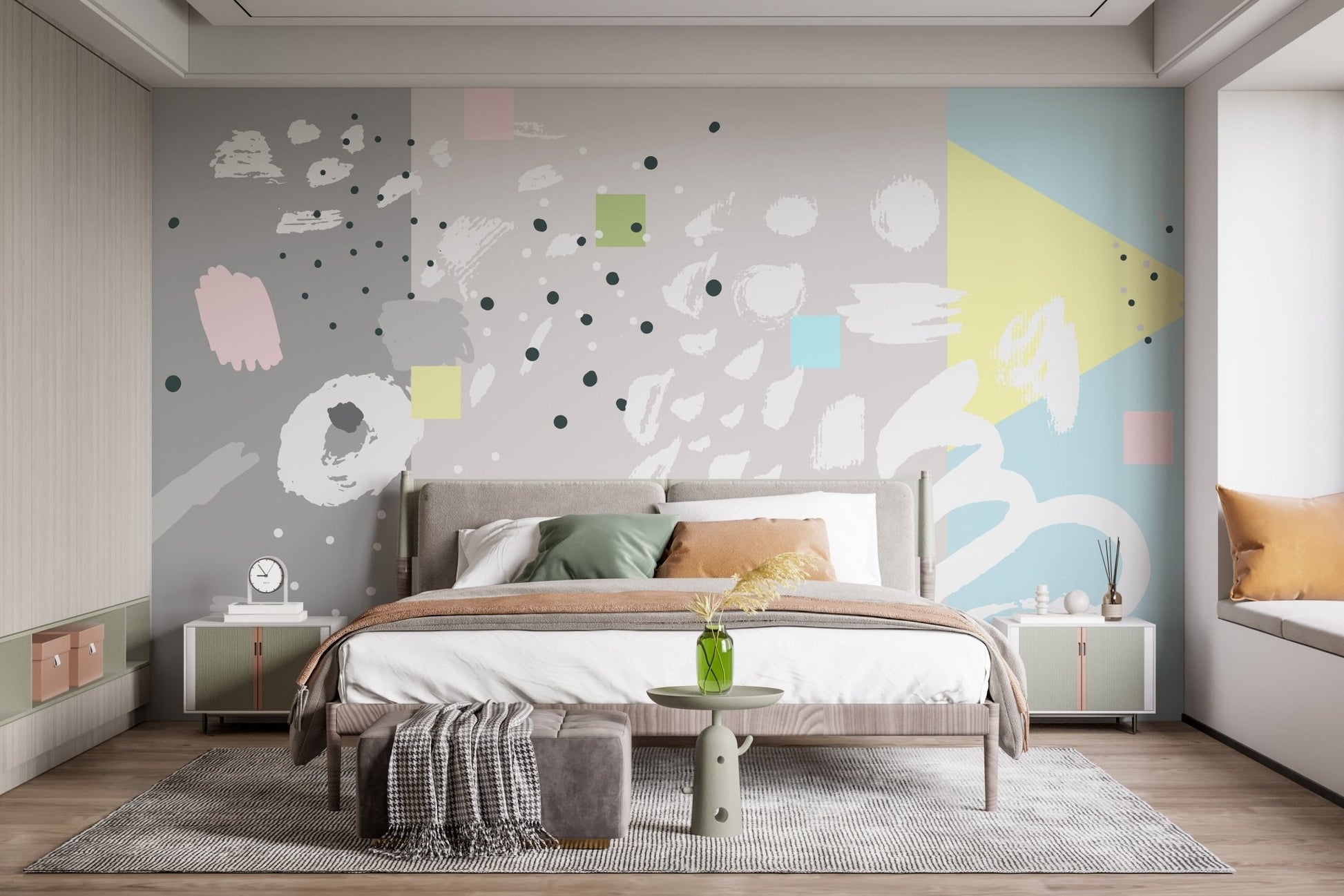 Abstract Art Design Brush Stroke Wallpaper Mural - Giffywalls
