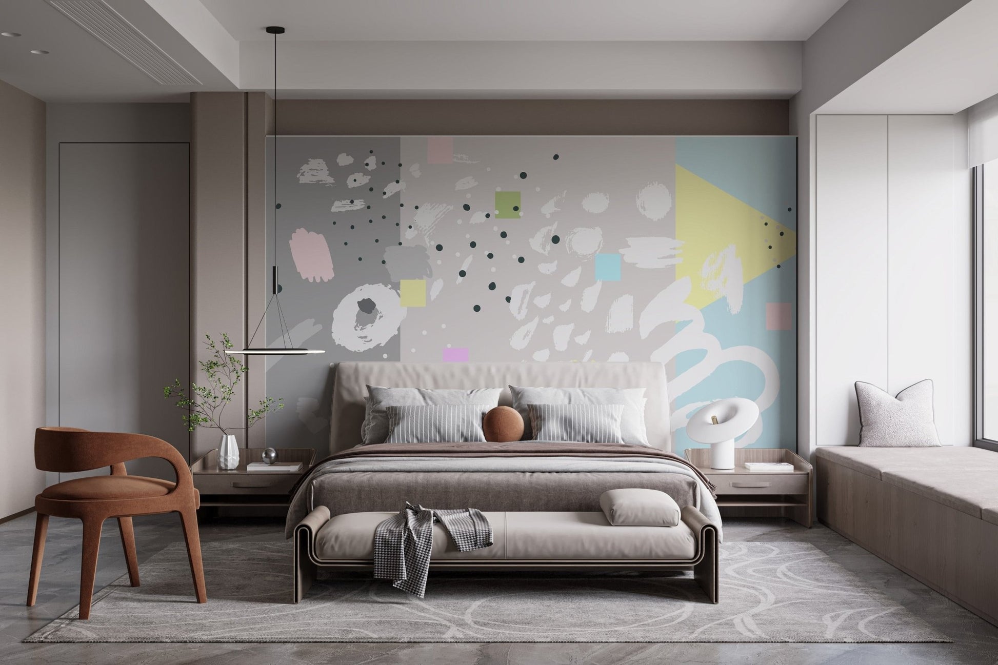 Abstract Art Design Brush Stroke Wallpaper Mural - Giffywalls