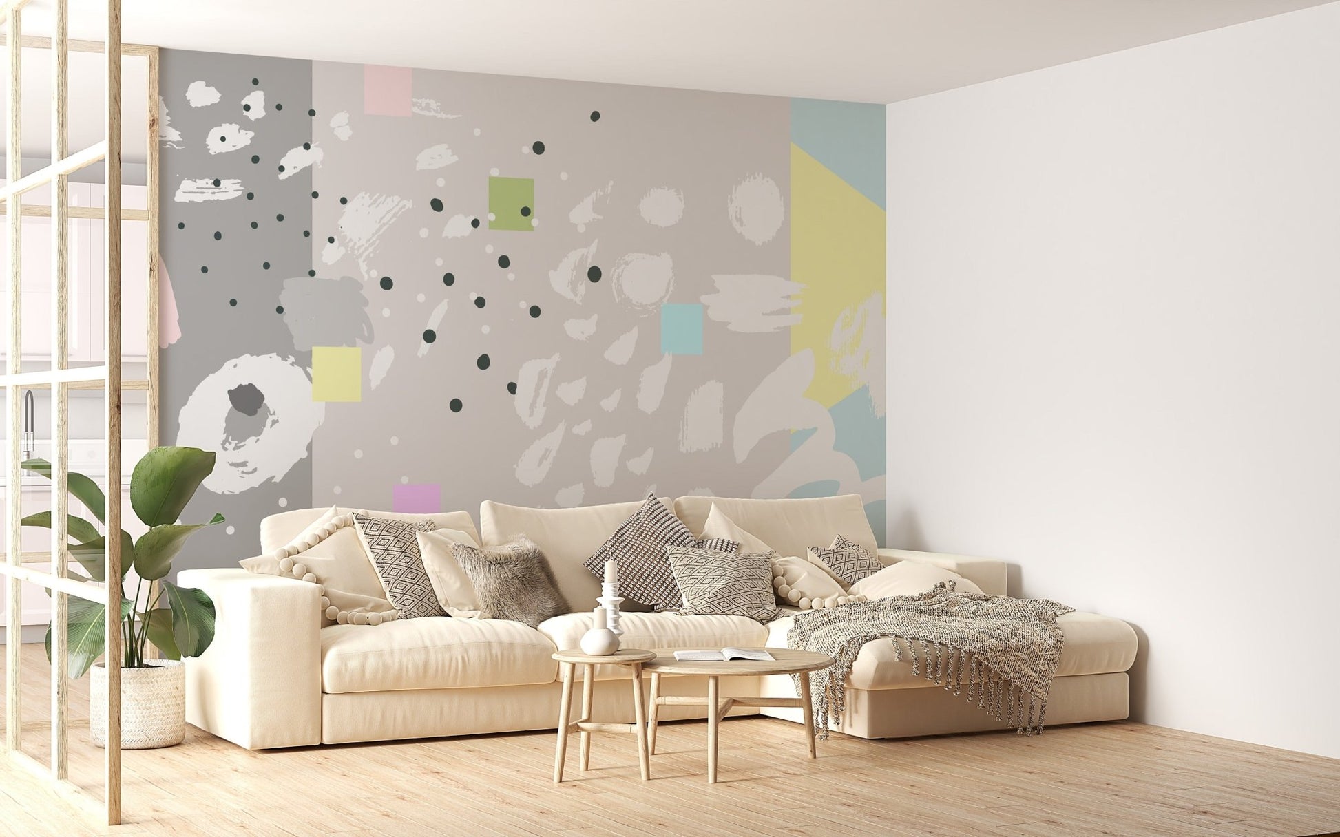 Abstract Art Design Brush Stroke Wallpaper Mural - Giffywalls
