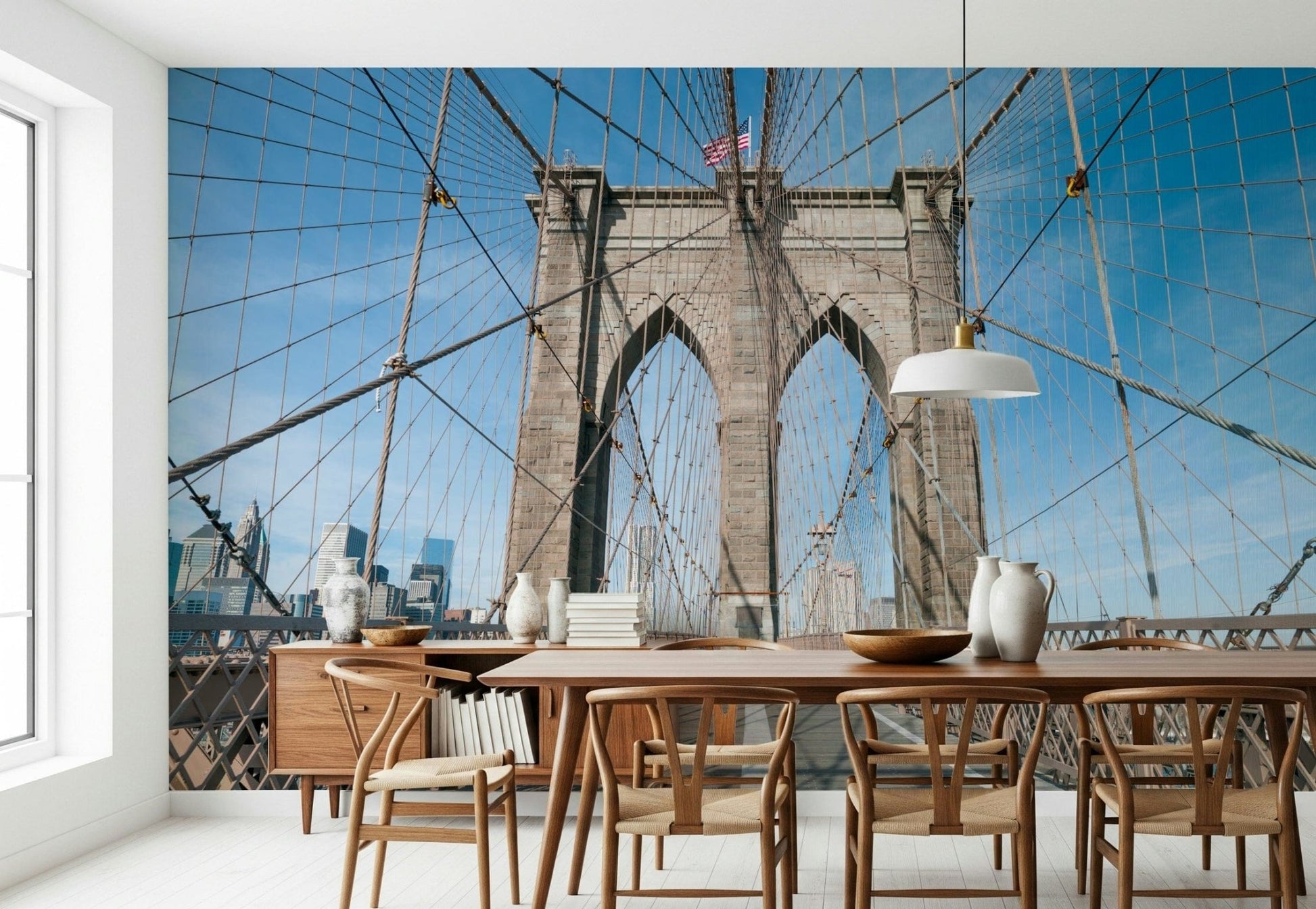 Strolling Across the Brooklyn Bridge Wall Mural