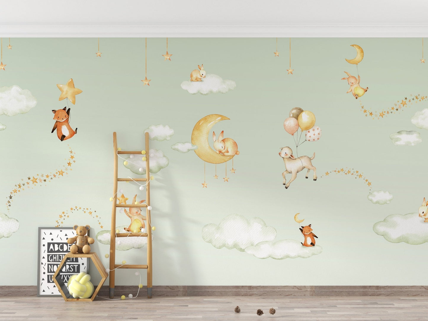 Green Sweet dreams wallpaper for kids room - Giffywalls KB46