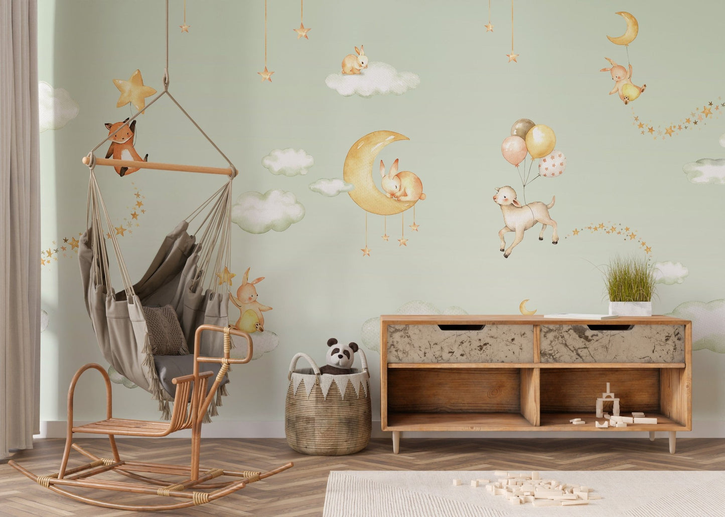 Green Sweet dreams wallpaper for kids room - Giffywalls KB46