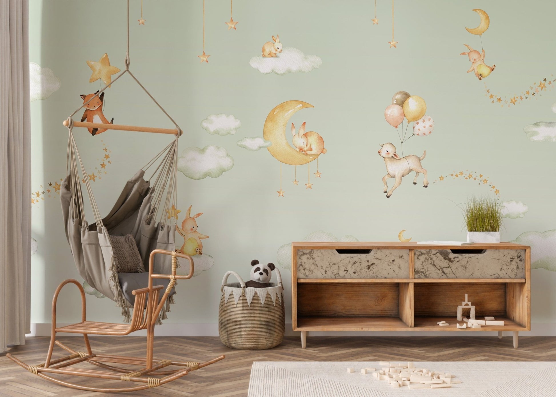 Green Sweet dreams wallpaper for kids room - Giffywalls KB46