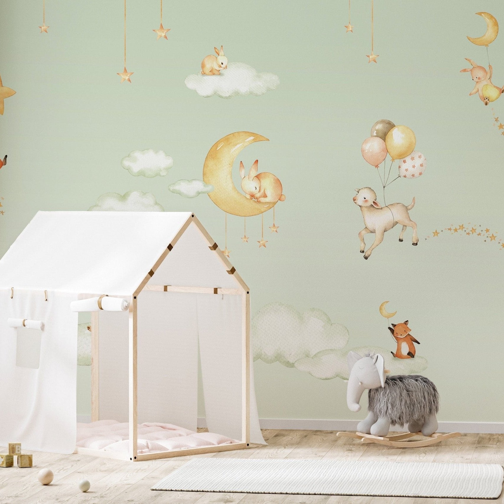 Green Sweet dreams wallpaper for kids room - Giffywalls KB46