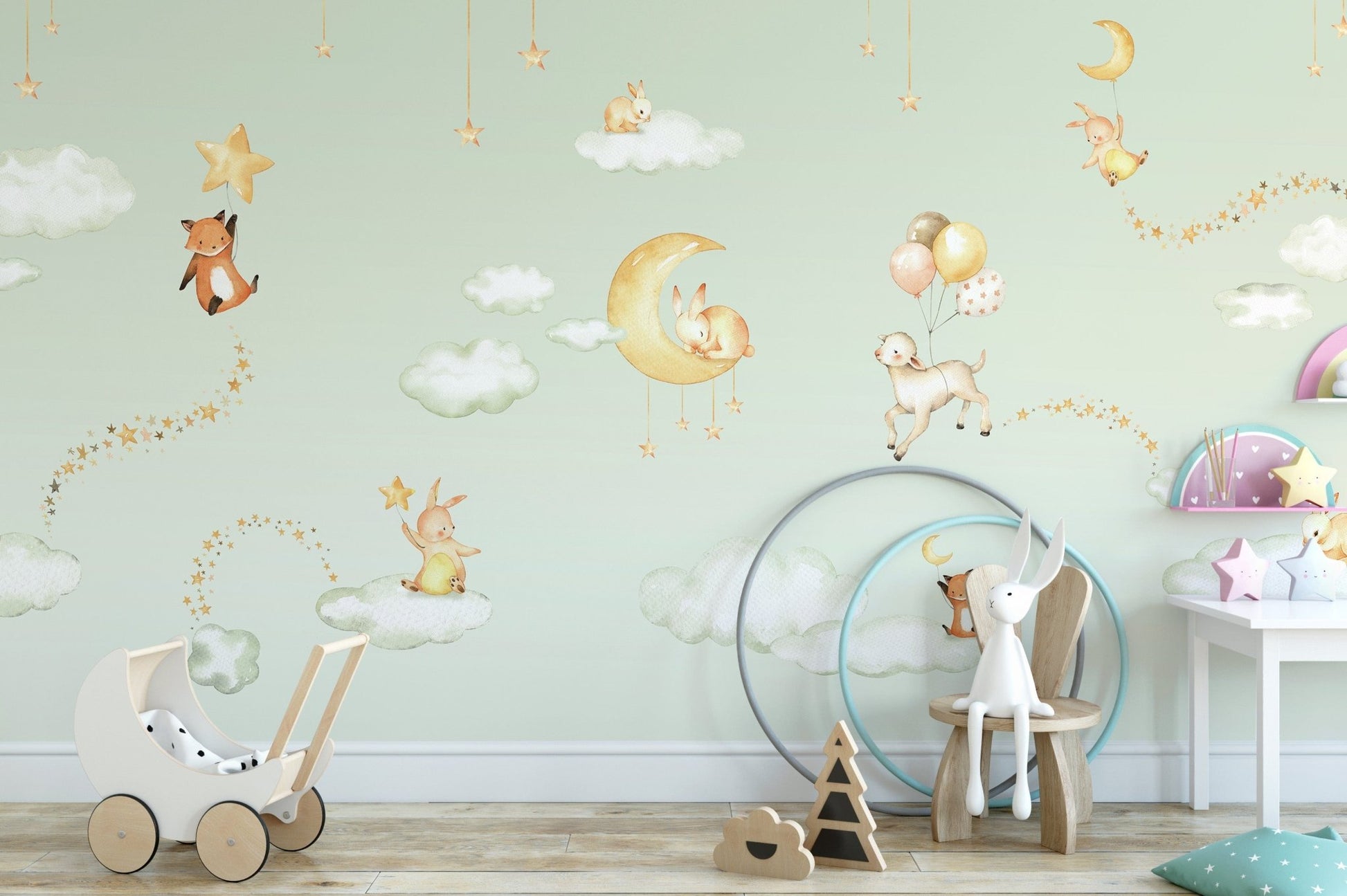 Green Sweet dreams wallpaper for kids room - Giffywalls KB46