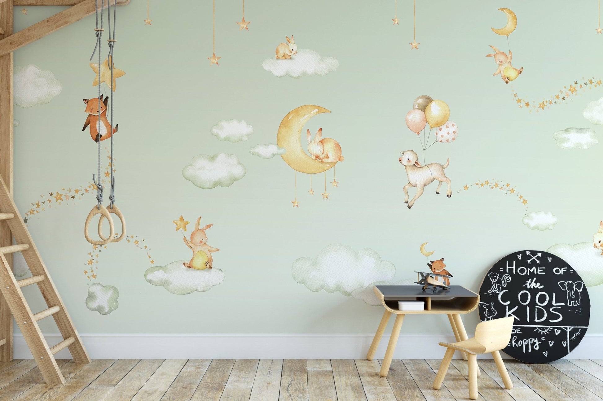 Green Sweet dreams wallpaper for kids room - Giffywalls KB46