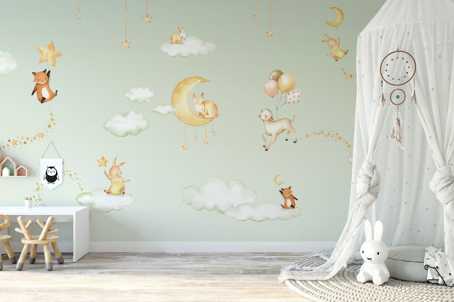 Green Sweet dreams wallpaper for kids room - Giffywalls KB46