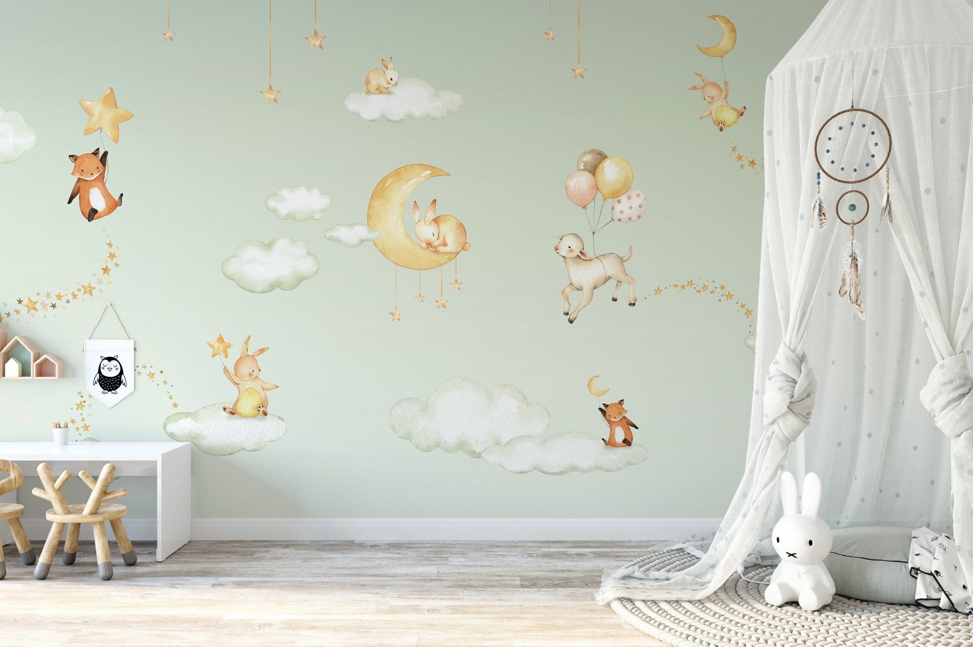 Green Sweet dreams wallpaper for kids room - Giffywalls KB46