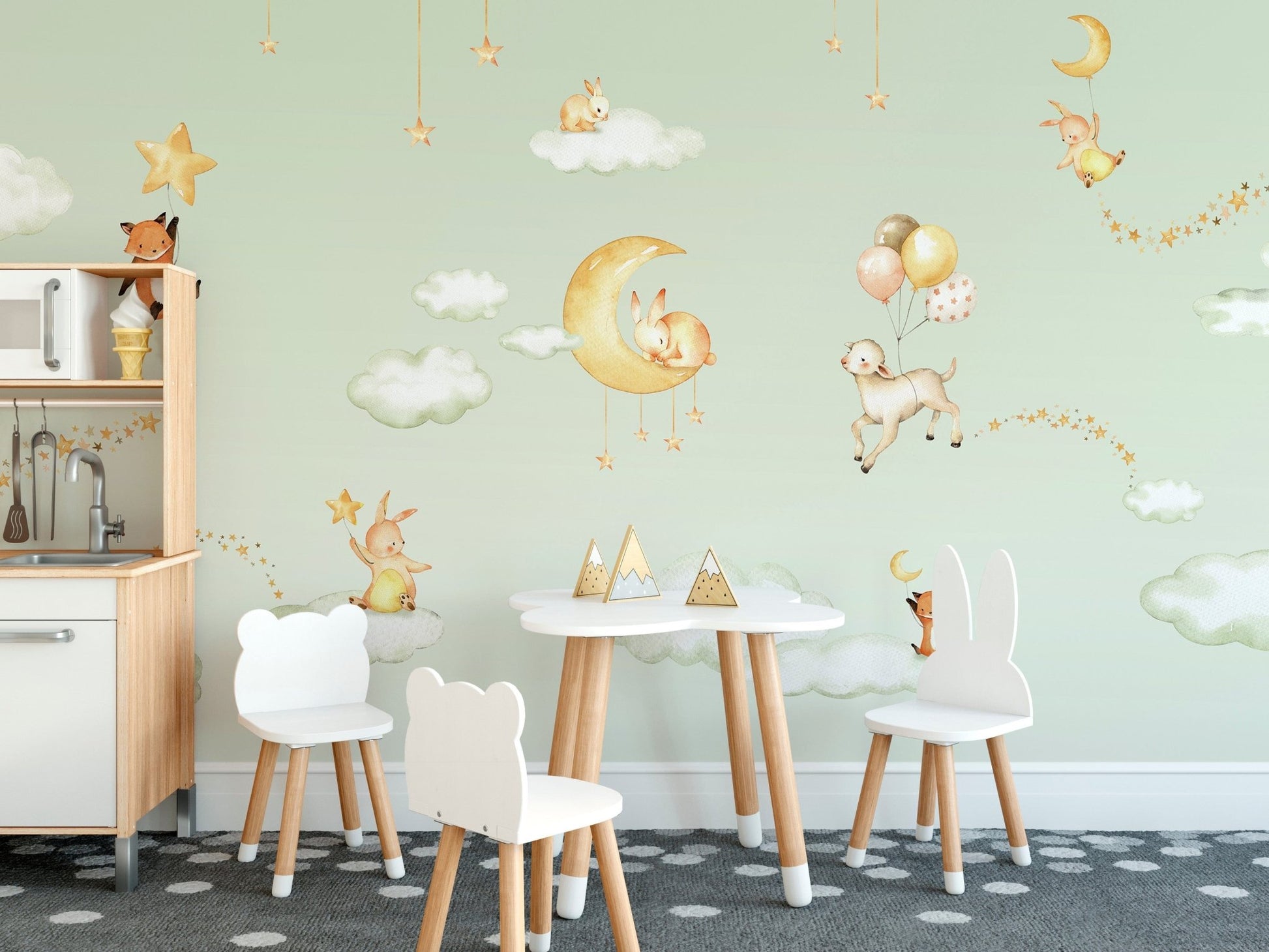Green Sweet dreams wallpaper for kids room - Giffywalls KB46