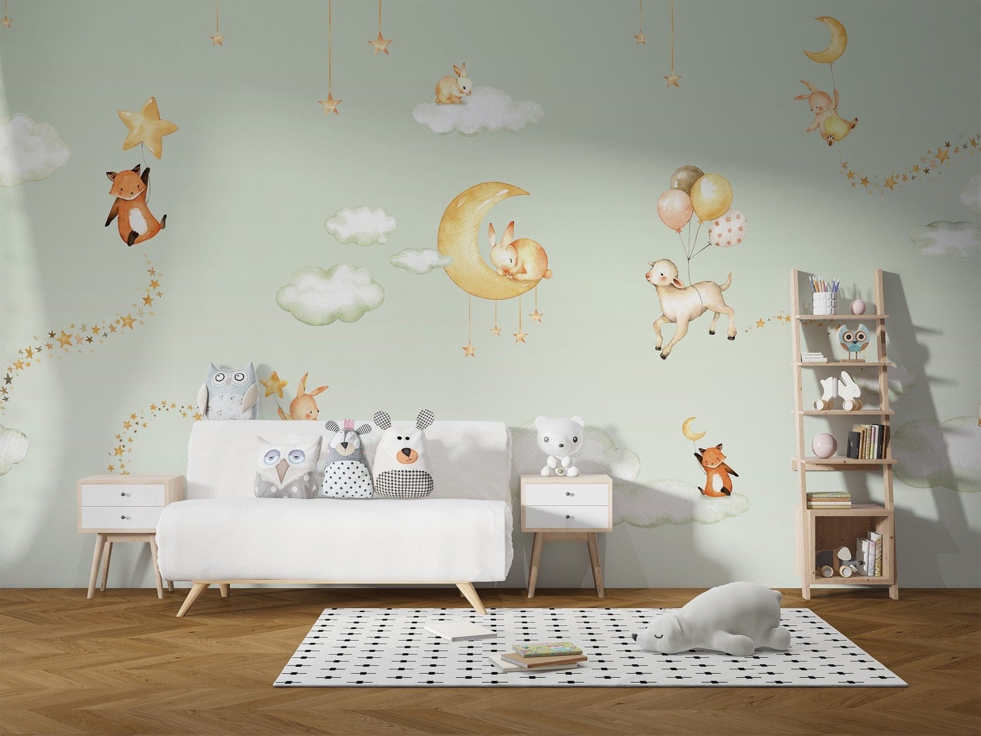 Green Sweet dreams wallpaper for kids room - Giffywalls KB46