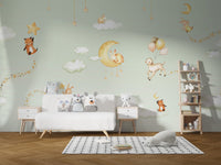 Green Sweet dreams wallpaper for kids room - Giffywalls KB46