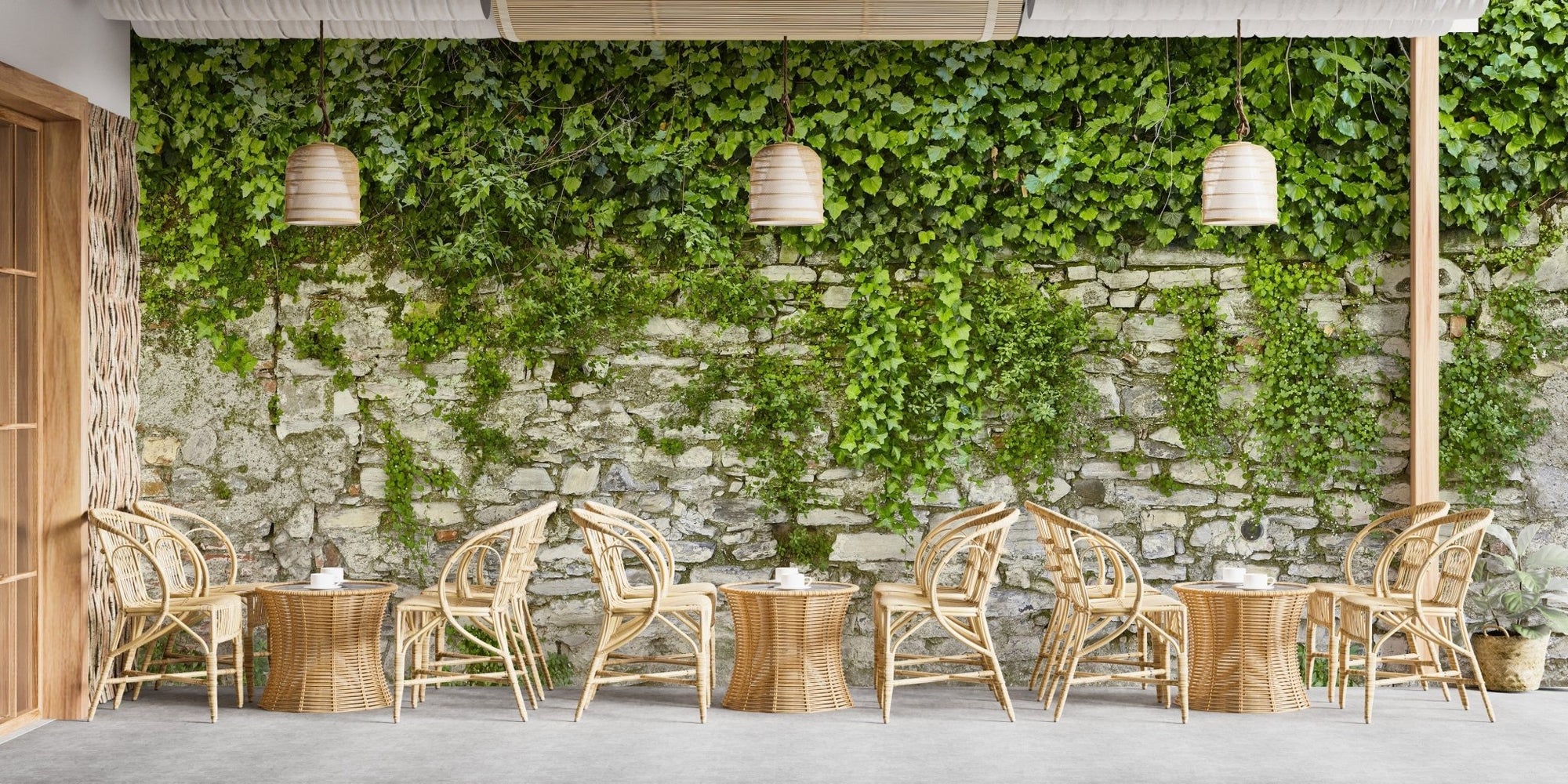 Hanging Green Grass Wall Wallpaper B144