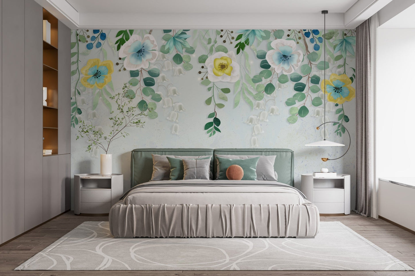 Hanging flower removable wallpaper B118