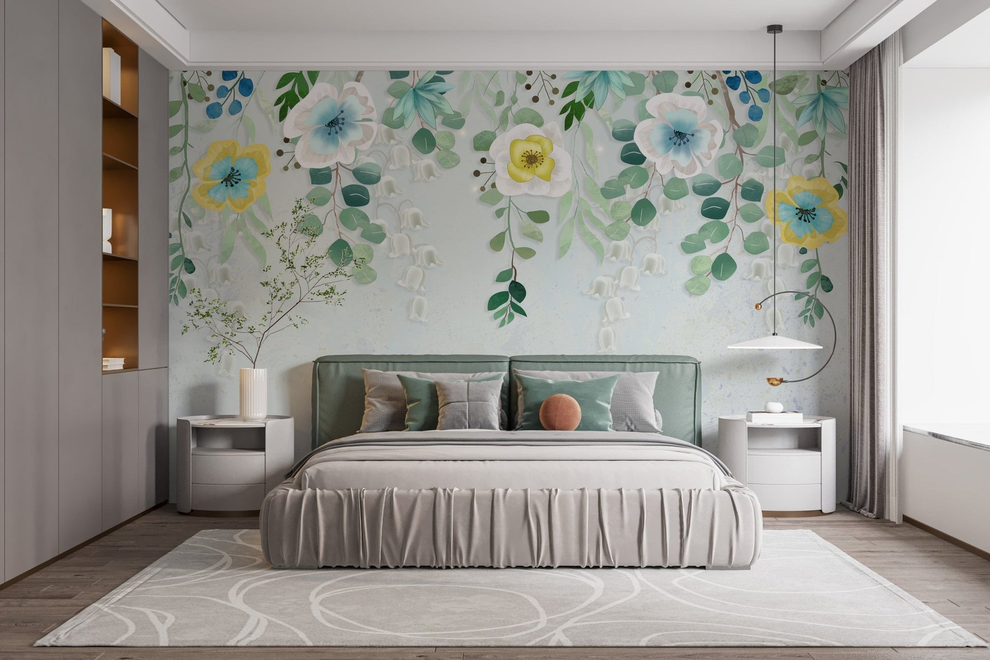 Hanging flower removable wallpaper B118