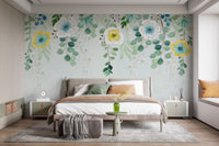 Stick on hanging flower wallpaper B118