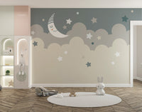 Soft celestial wallpaper with moon art