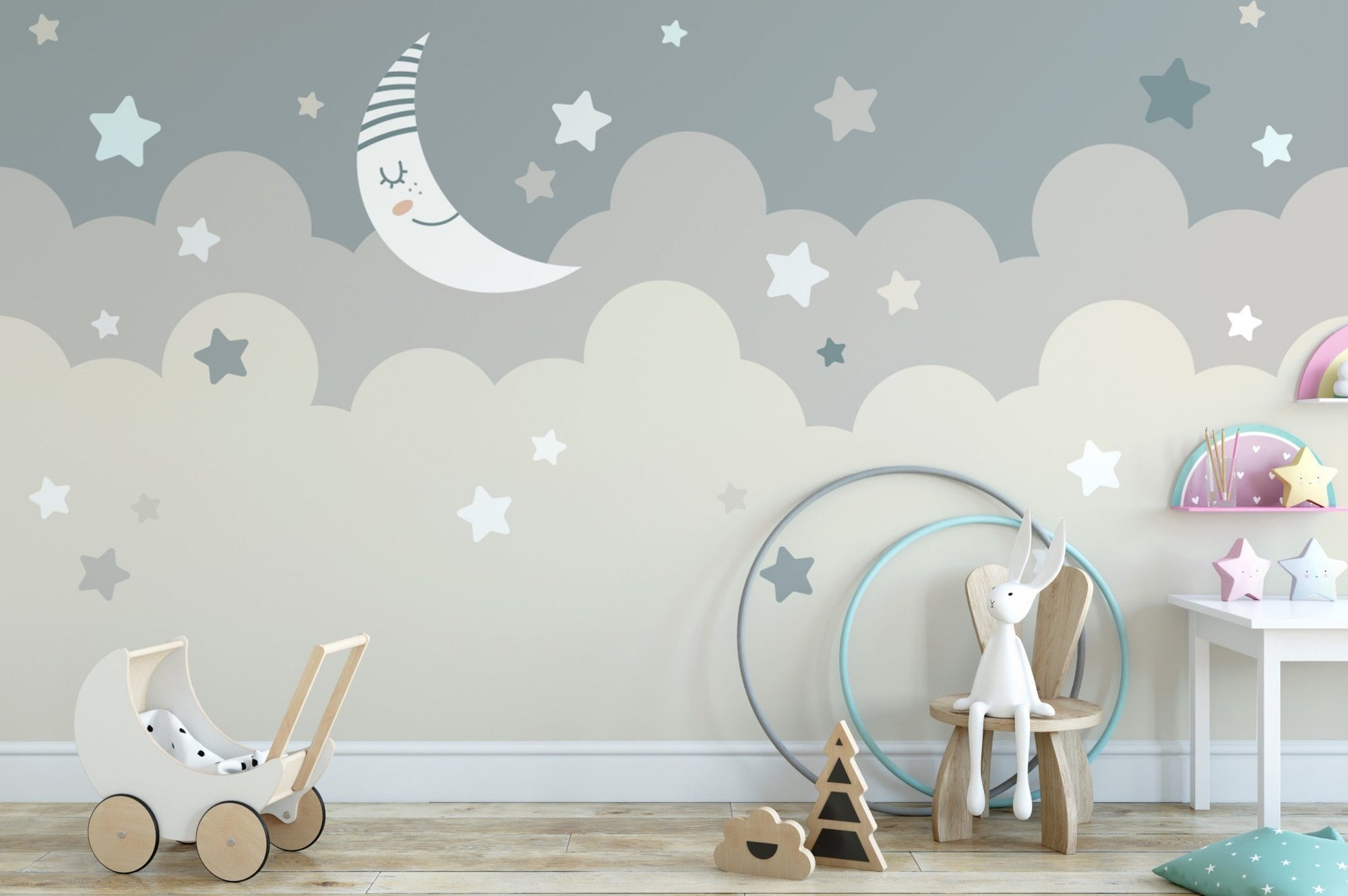 Starry Night Moon Wallpaper for kids B014