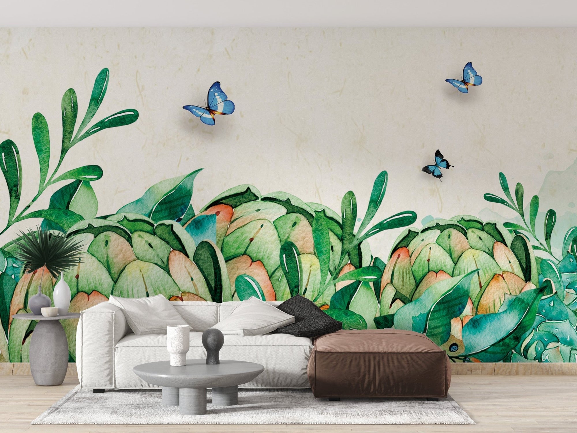 Watercolor Green Garden Wall Wallpaper Murals B115