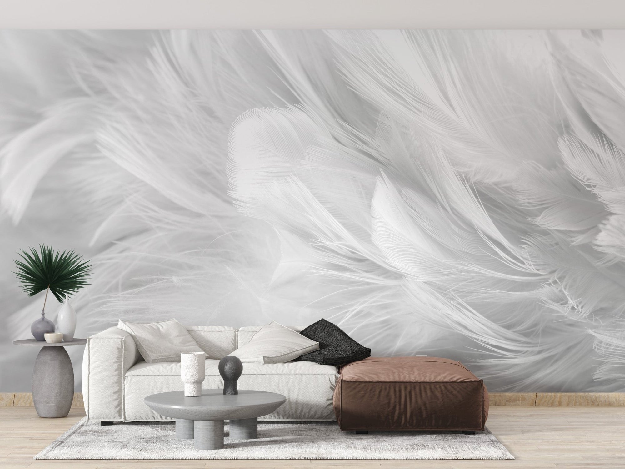 White Bird Feather Wallpaper Mural B125