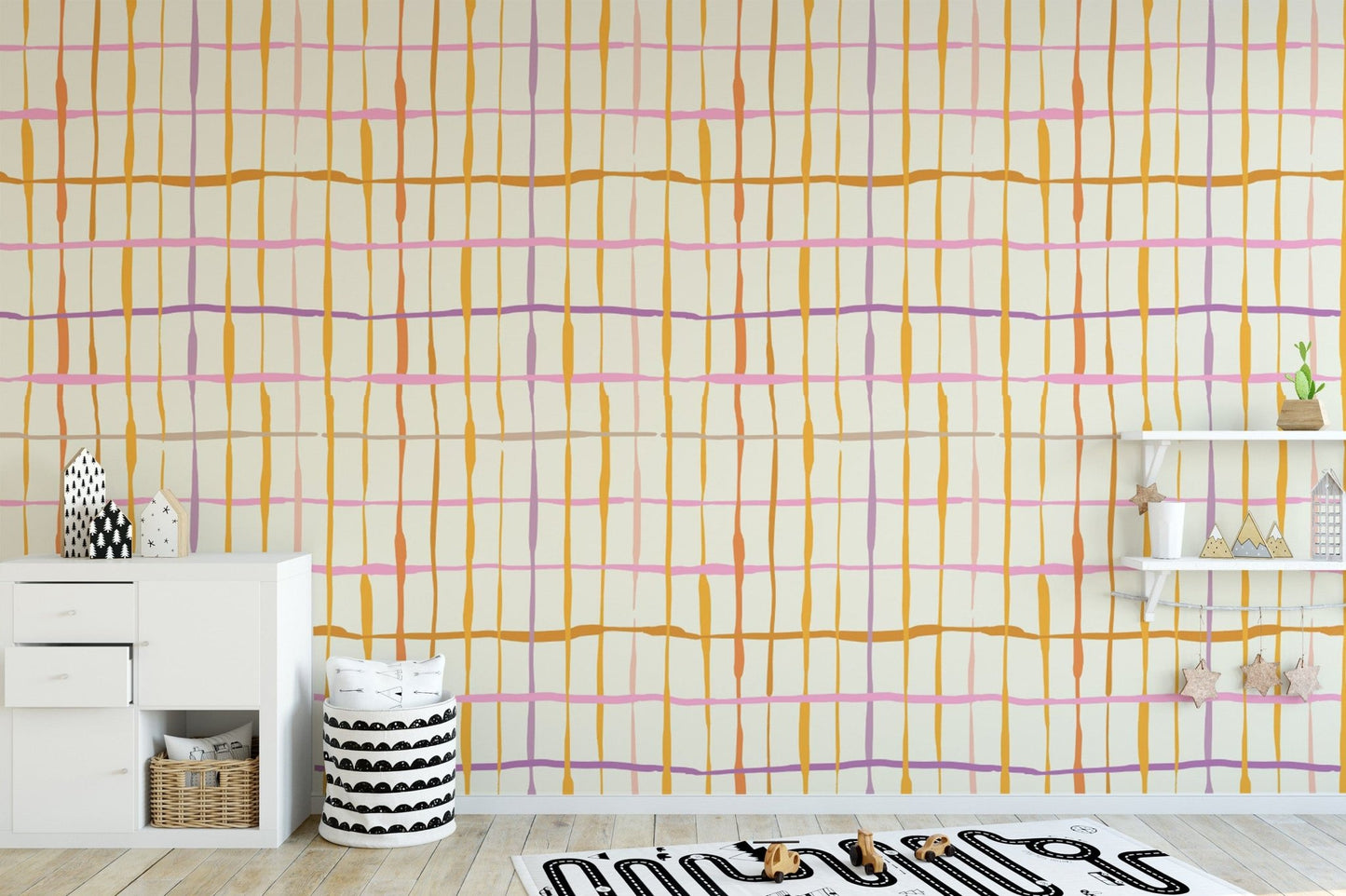 Stylish vibrant retro lines wallpaper mural
