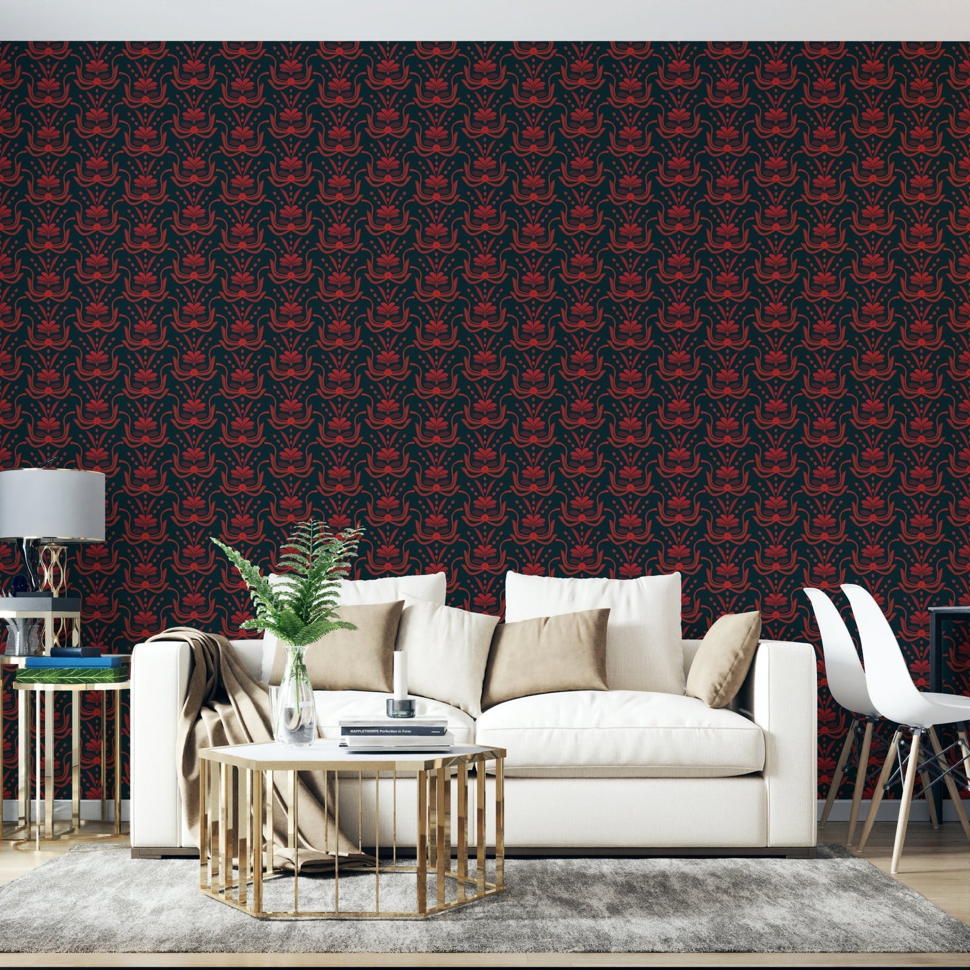 Rich damask print with floral symmetry

