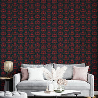 Red floral damask on dark elegant base

