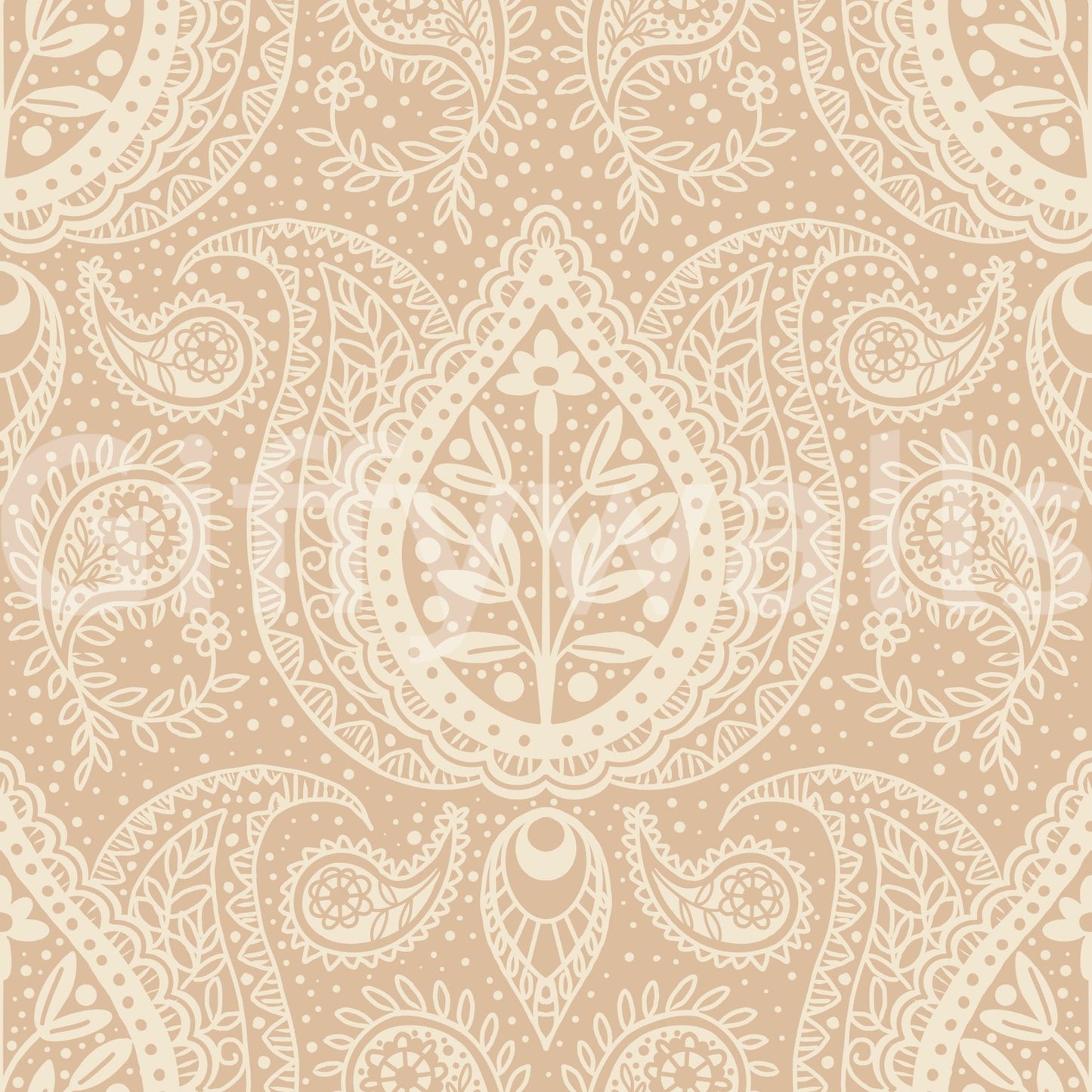 Decorative beige pattern wallpaper

