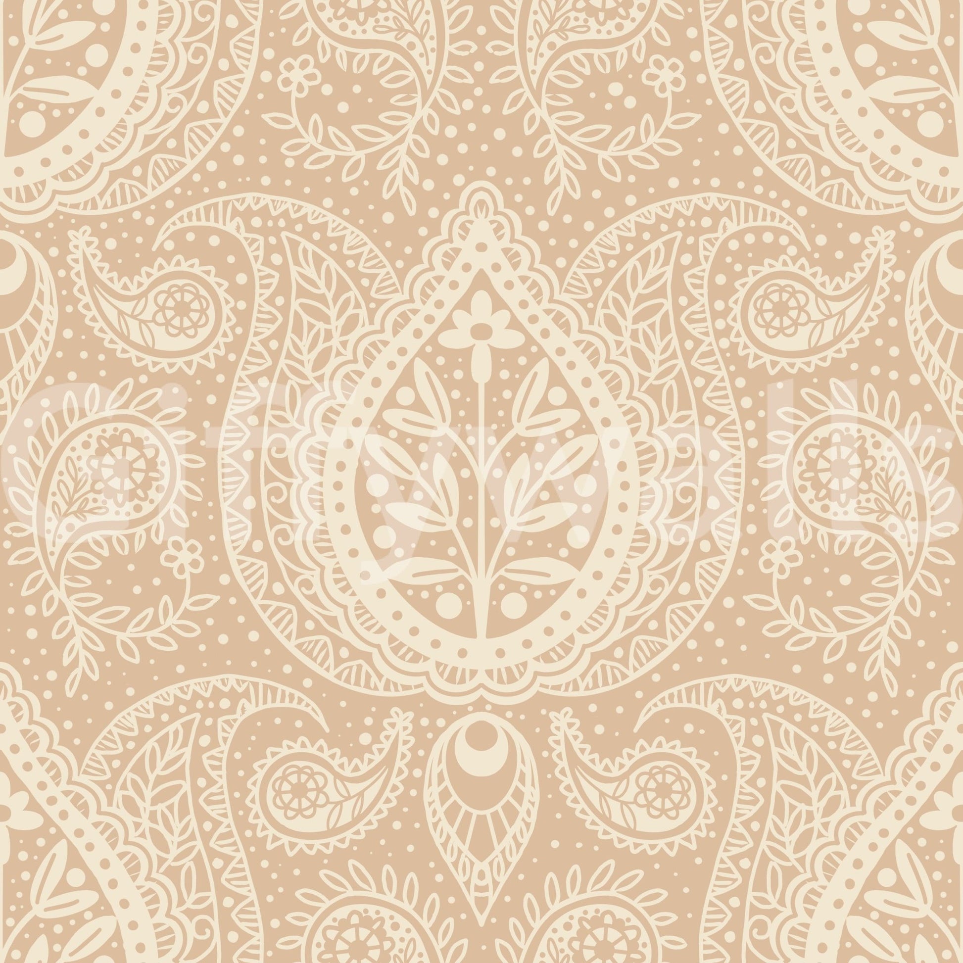 Decorative beige pattern wallpaper

