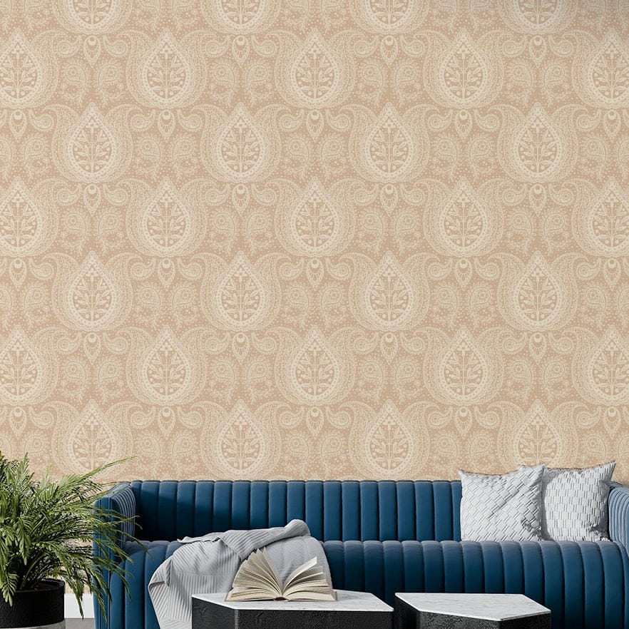 Botanical paisley beige wall design

