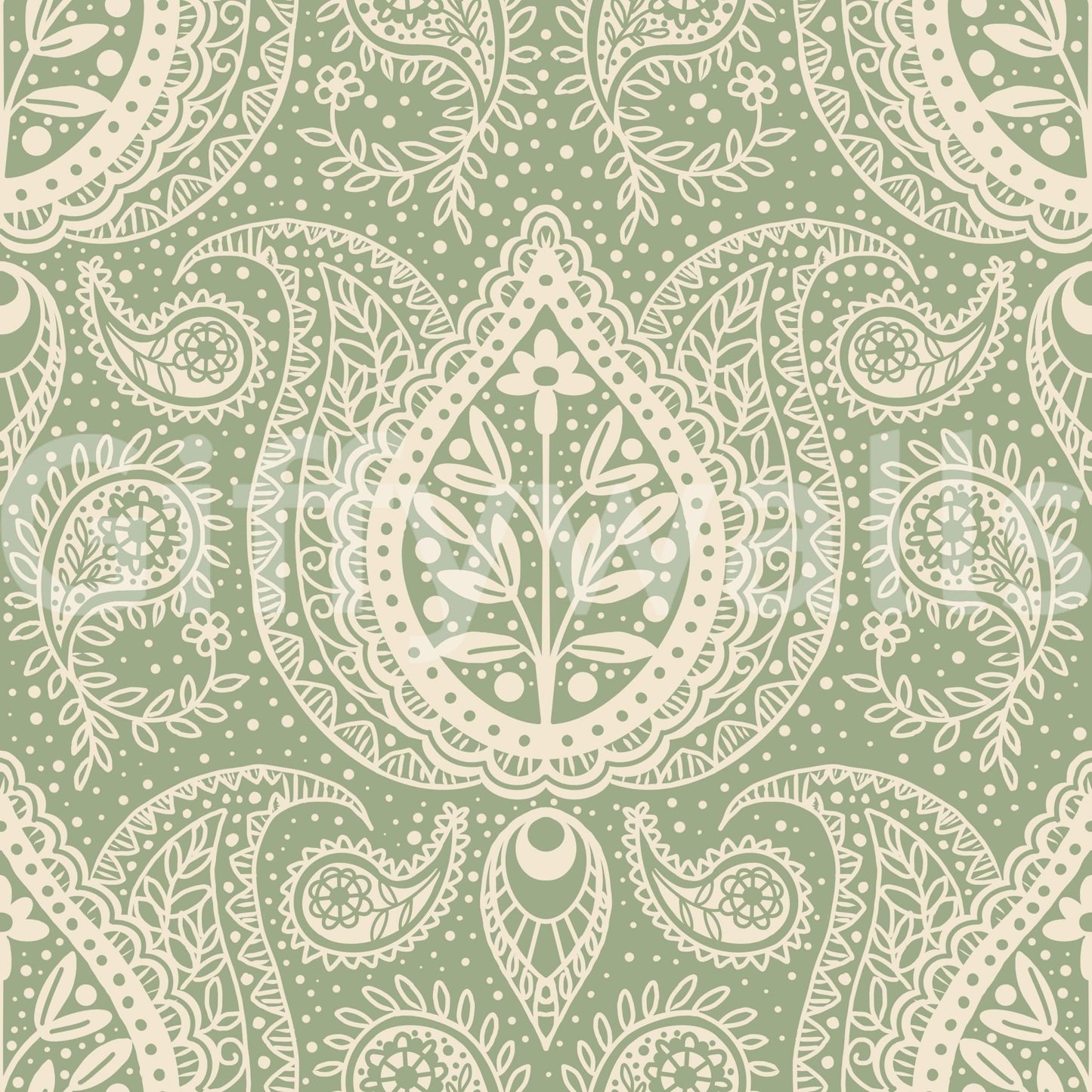 Traditional paisley wallpaper sage

