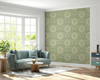Soft sage curved floral wall print


