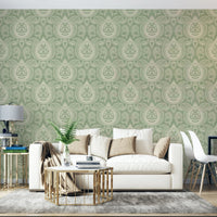 Subtle green paisley botanical art

