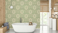 Sage green paisley floral wallpaper

