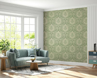 Soft sage curved floral wall print

