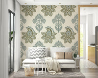 Calm floral and paisley mural wallpaper

