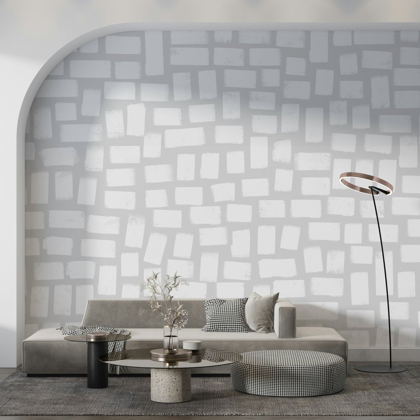 Modern design featuring light grey mosaic squares as art, GD5436