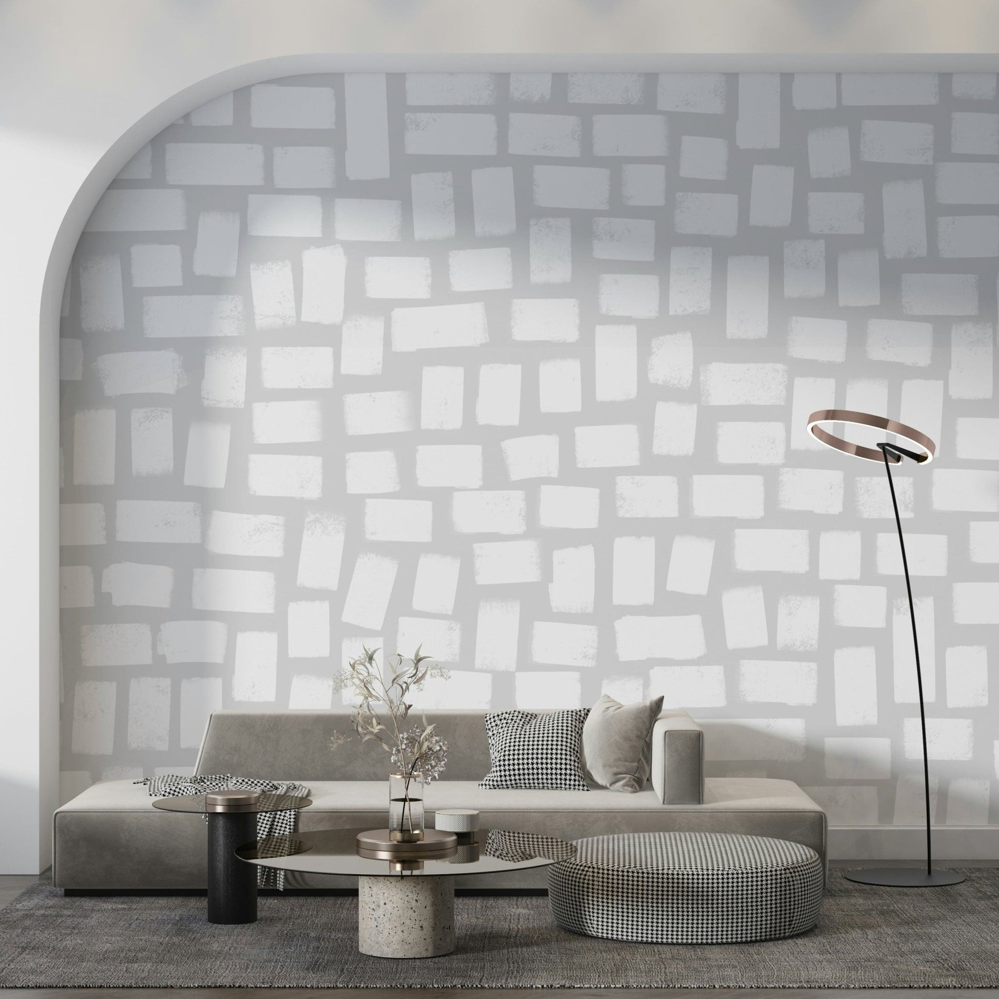 Modern design featuring light grey mosaic squares as art, GD5436
