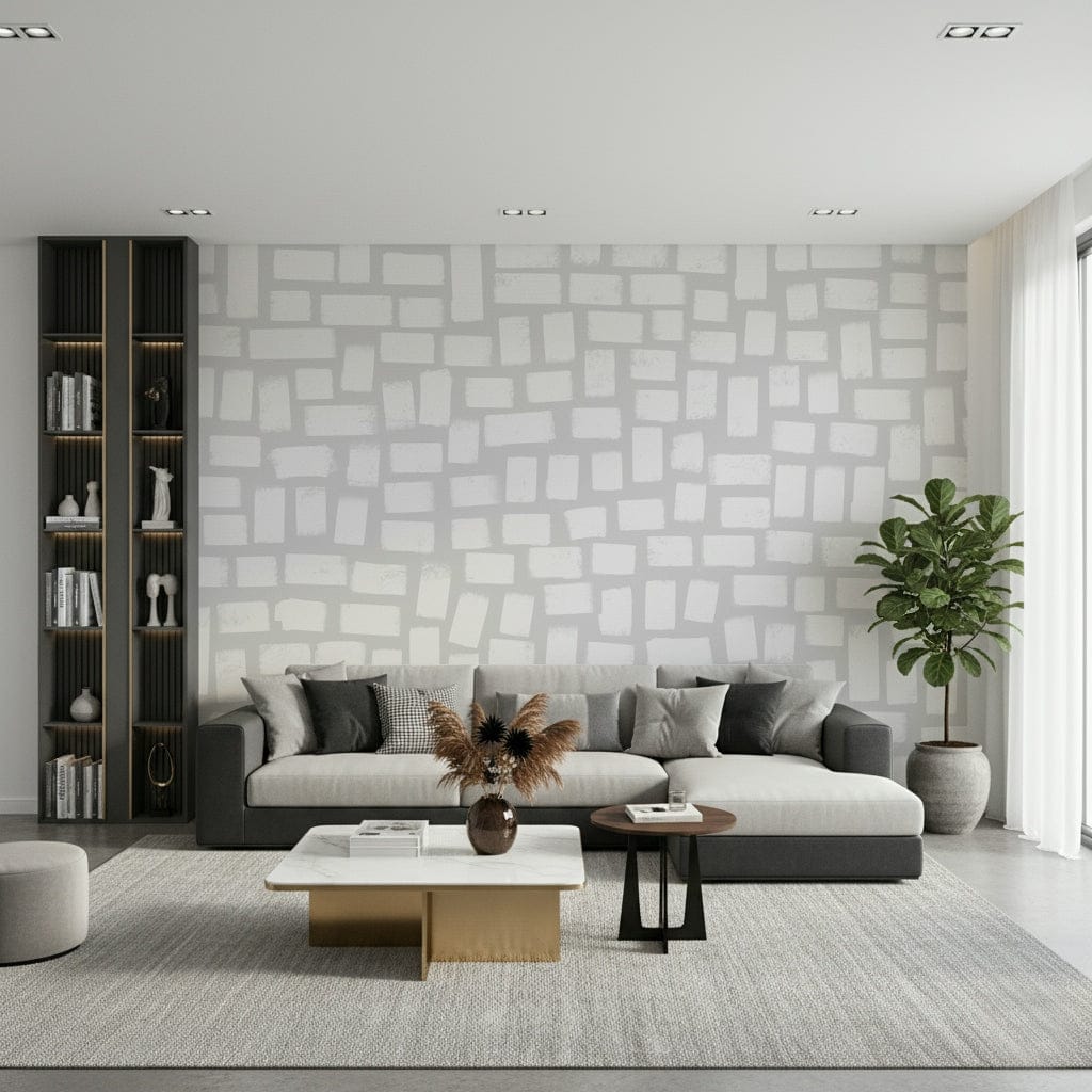Contemporary wall mural with stacked rectangular elements, GD5436