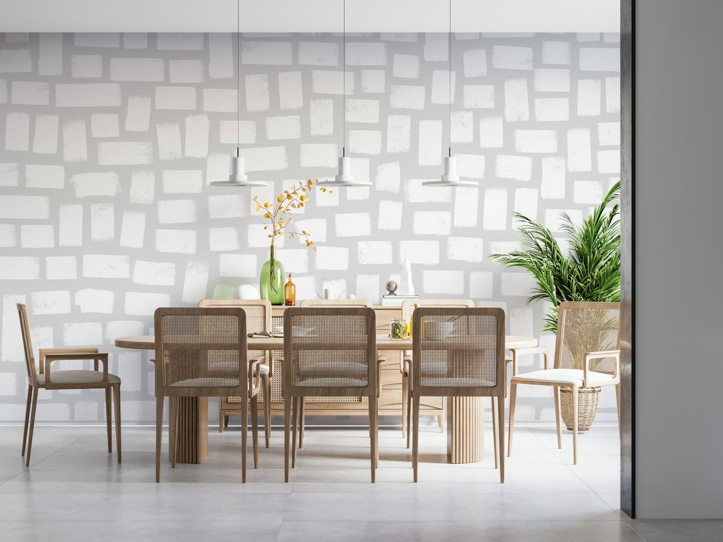 Creative wall mural styling with organized square forms, GD5436