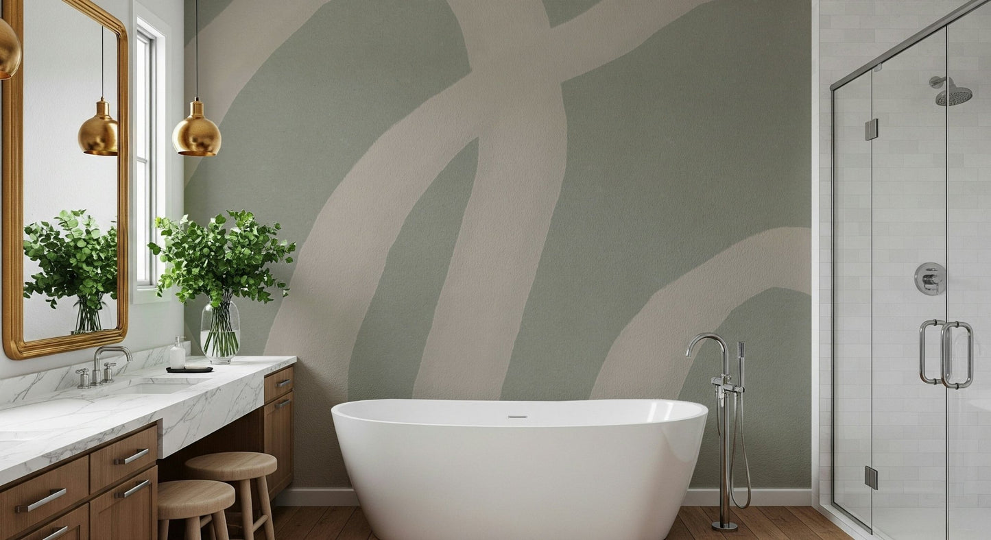 A beautiful modern art wall mural of soft shapes.