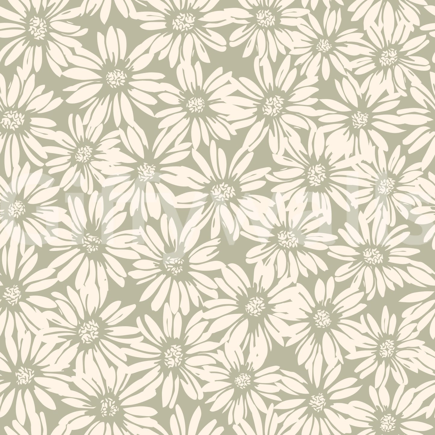 The flowing, whimsical pattern of the daisies on the wall.







