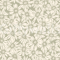 The flowing, whimsical pattern of the daisies on the wall.







