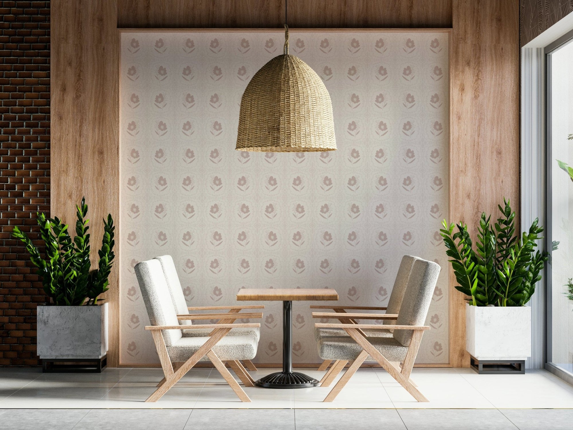 Wallpaper: Flippant flowers and opalescent frames, Subtle Floral Serenity., GD6658