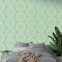 The wallpaper's background is a neutral cream color.
