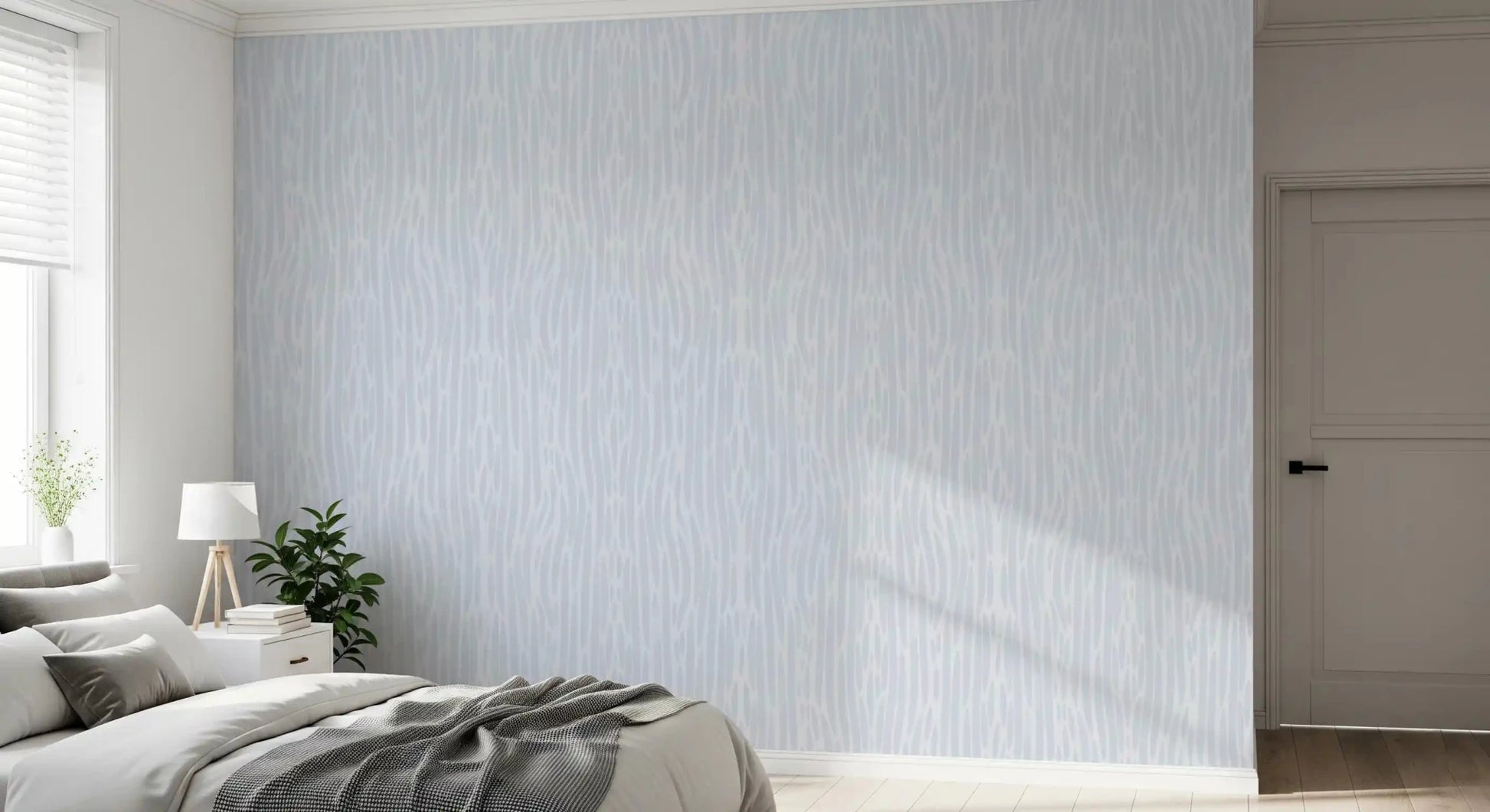Modern Abstract Watercolor Strokes wallpaper close-up showing soft pale grey vertical strokes on cream ground ⁠GD9522