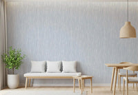 Dining room feature wall in pale grey watercolor strokes wallpaper with a wooden table and rattan chairs ⁠GD9522
