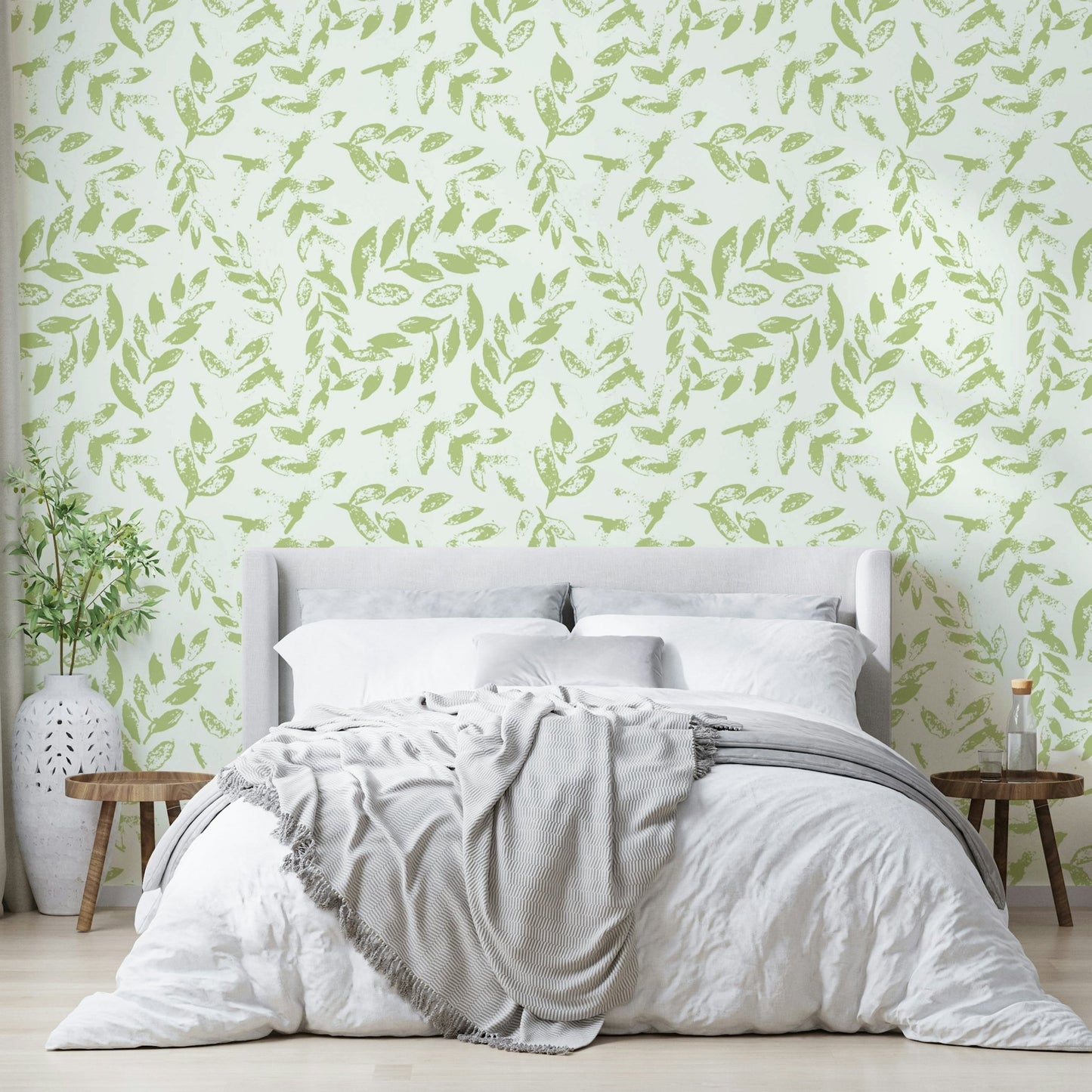 The soft, muted tones of the wallpaper design., GD4398
