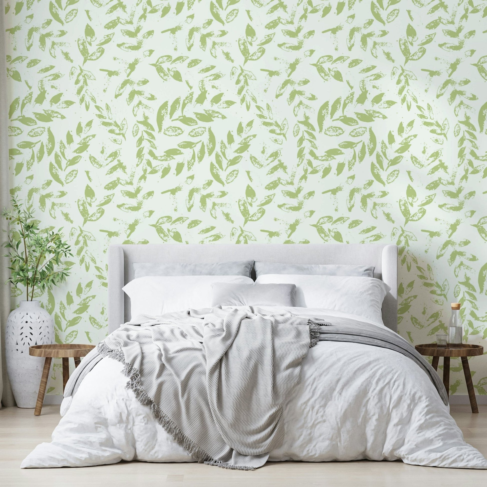The soft, muted tones of the wallpaper design., GD4398