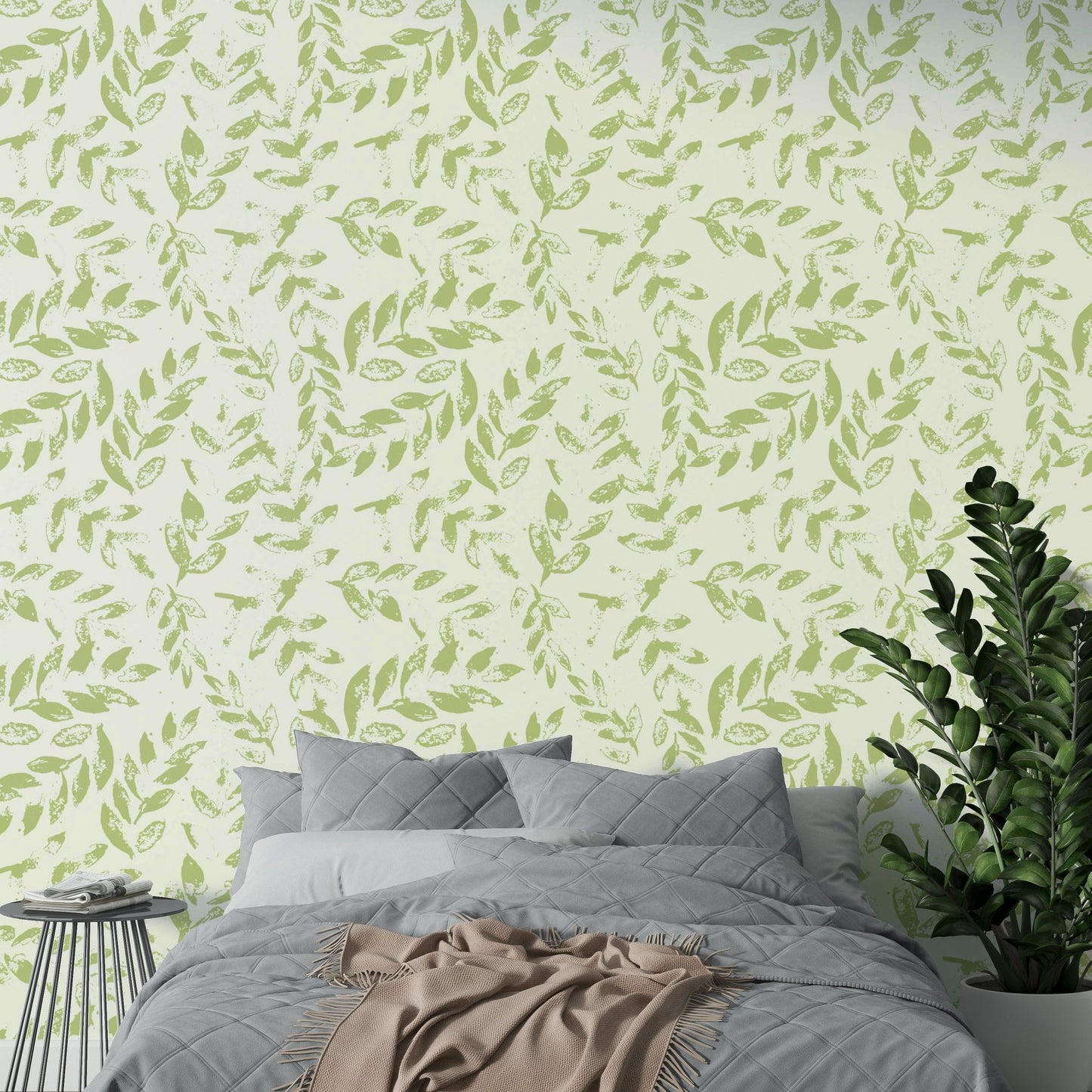 A corner of a room showcasing the wallpaper's full design., GD4398
